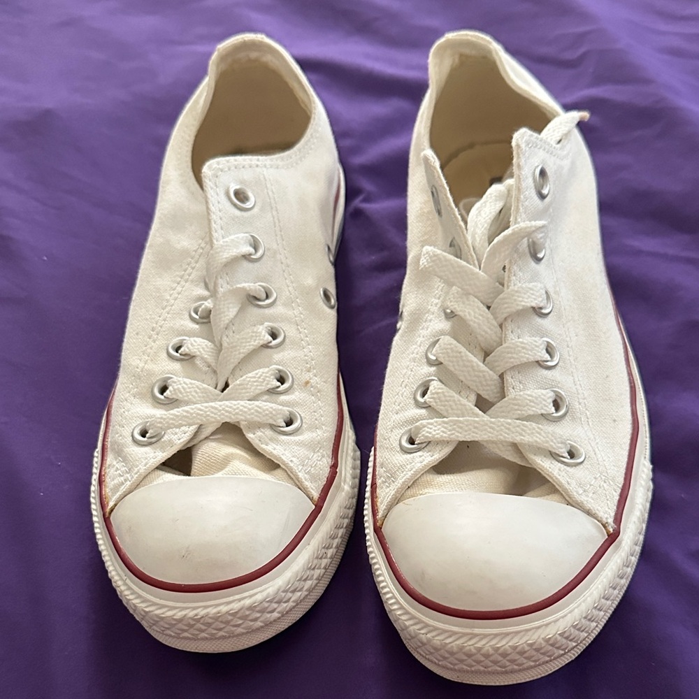 Converse White Sneakers with Red Accents